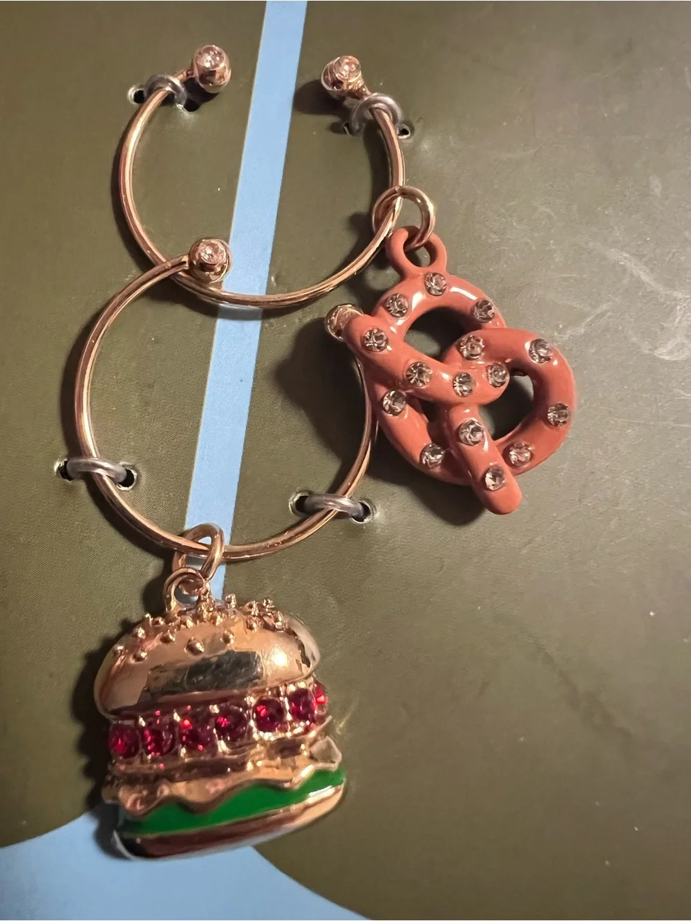 Anthropologie Pretzel & Gold Burger Cocktail Charms